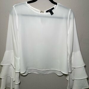 Forever 21 White Ruffle Sleeve Blouse